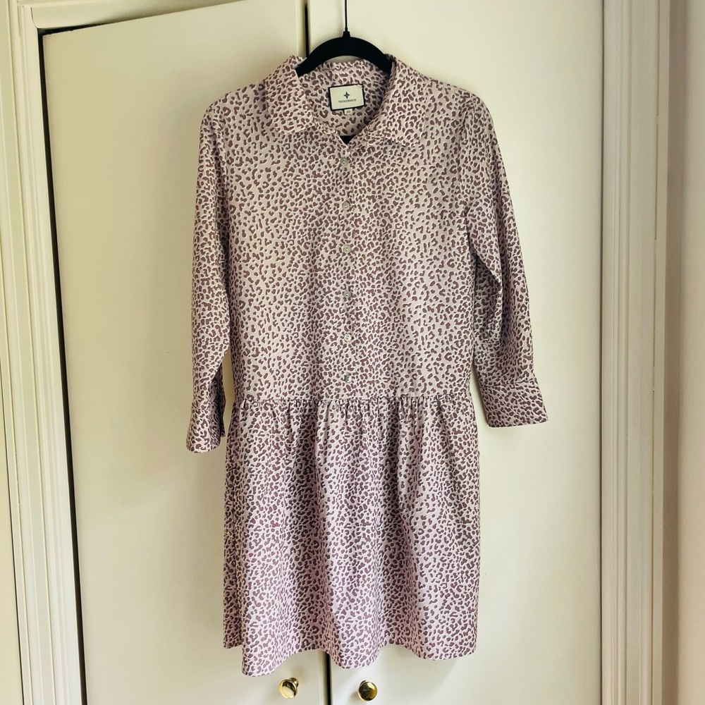 Tuckernuck - Beige Leopard Print Drop Waist Shirt Dress Sz XS
